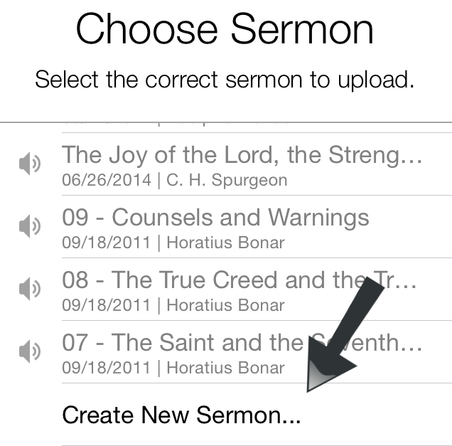 iphone uploads-create new sermon